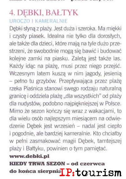 Dębki - info w miesięczniku Voyage