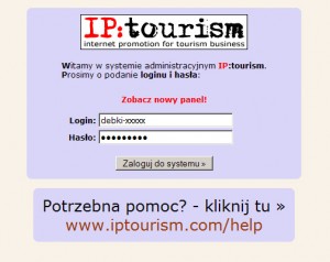 logowanie do Panalu Administracyjnegi IP:tourism